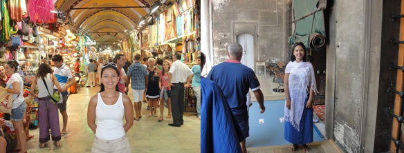 Mercado de Istambul e traje Mesquita Azul